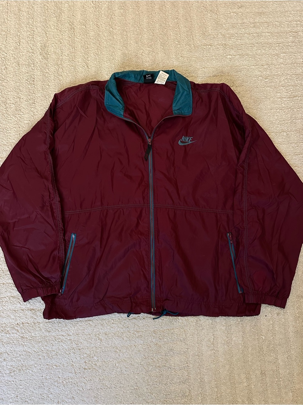 Nike Men's Maroon Windbreaker with Teal Trim